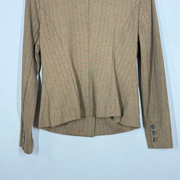 CAbi Penny Blazer Womens Size Medium Brown Herringbone Fleck Button Front Jacket - Picture 7 of 11